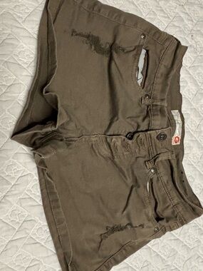 G by Guess Olive Green Casual Shorts with Orange Logo